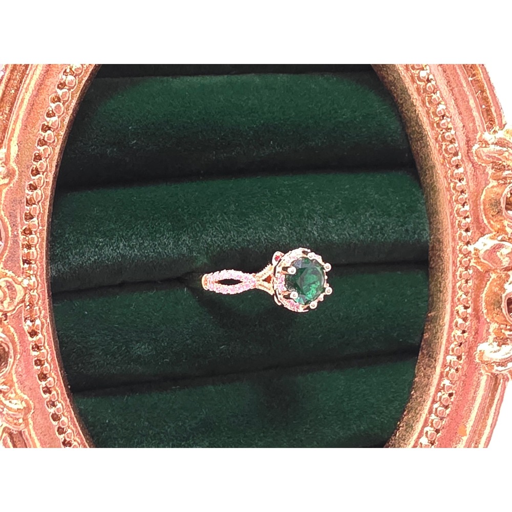 Green Crystal Gold Tone Adjustable Infinity Pave Halo Cocktail Ring
